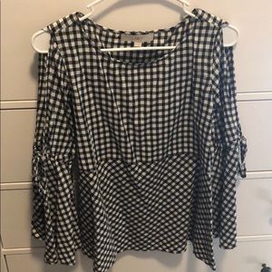 Loft Gingham Open sleeve shirt